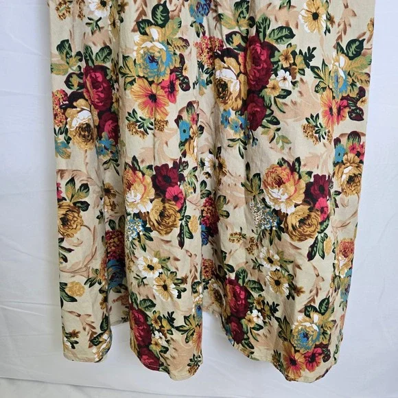 Blue Enchantress Retro Rockabiliy Floral Pin Up Style Midi Dress, Size Medium - Picture 3 of 9